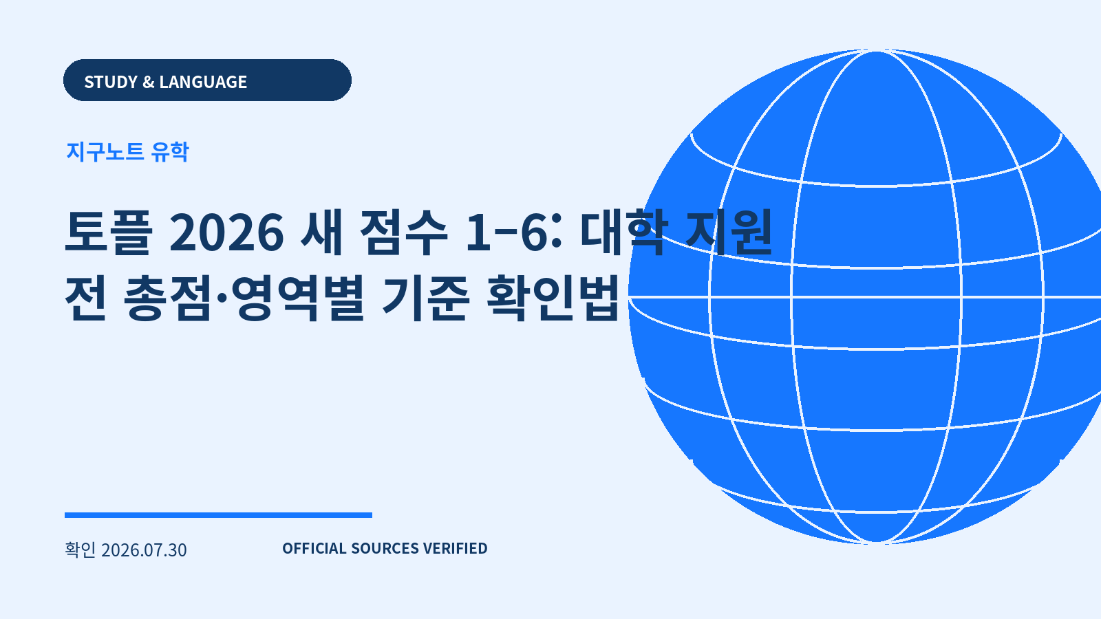 토플 2026 새 점수 1–6: 대학 지원 전 총점·영역별 기준 확인법 대표 이미지