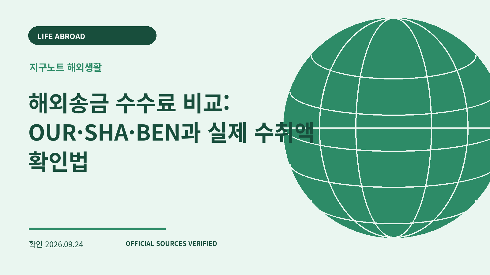 해외송금 수수료 비교: OUR·SHA·BEN과 실제 수취액 확인법 대표 이미지
