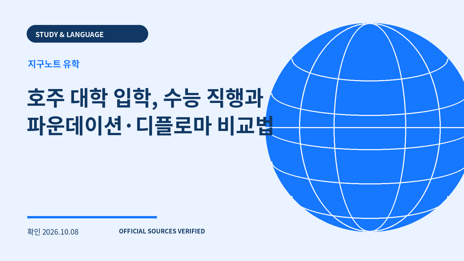 호주 대학 입학, 수능 직행과 파운데이션·디플로마 비교법 대표 이미지